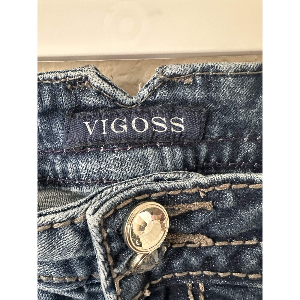 Vigoss The New York Capri Jeans Womens 9/10 Embellished Bling Flap Pockets Y2K - Picture 4 of 10